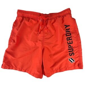 Superdry Mens Orange Swim Trunks Board Shorts Mesh Lined Logo Medium